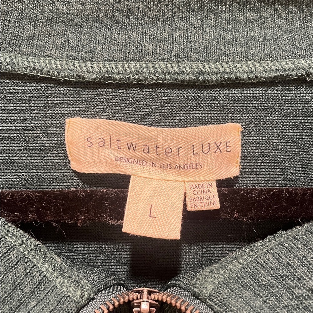 Saltwater Luxe 1/2-Zip Half zip Pullover Juniper green raw edge The Ribbed cozy - Picture 10 of 16